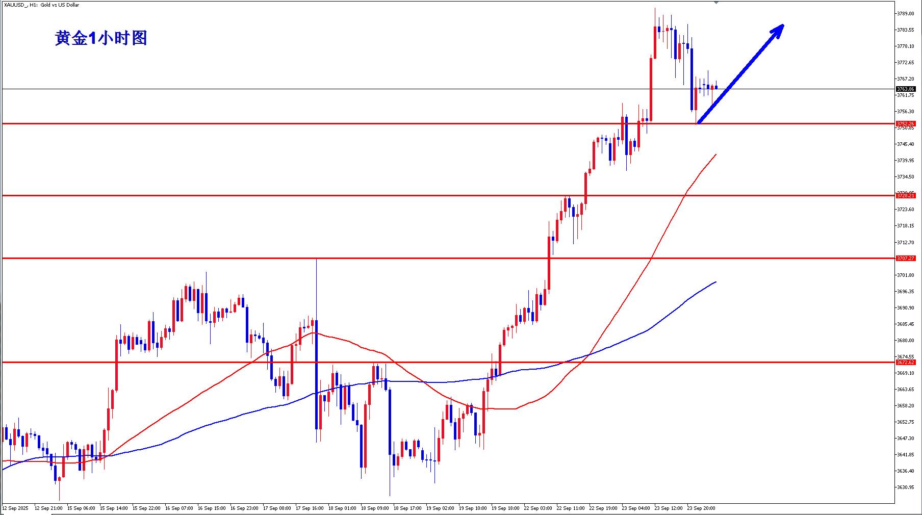 【XM外汇官网】：黄金早盘现价3764直接多!(图1)